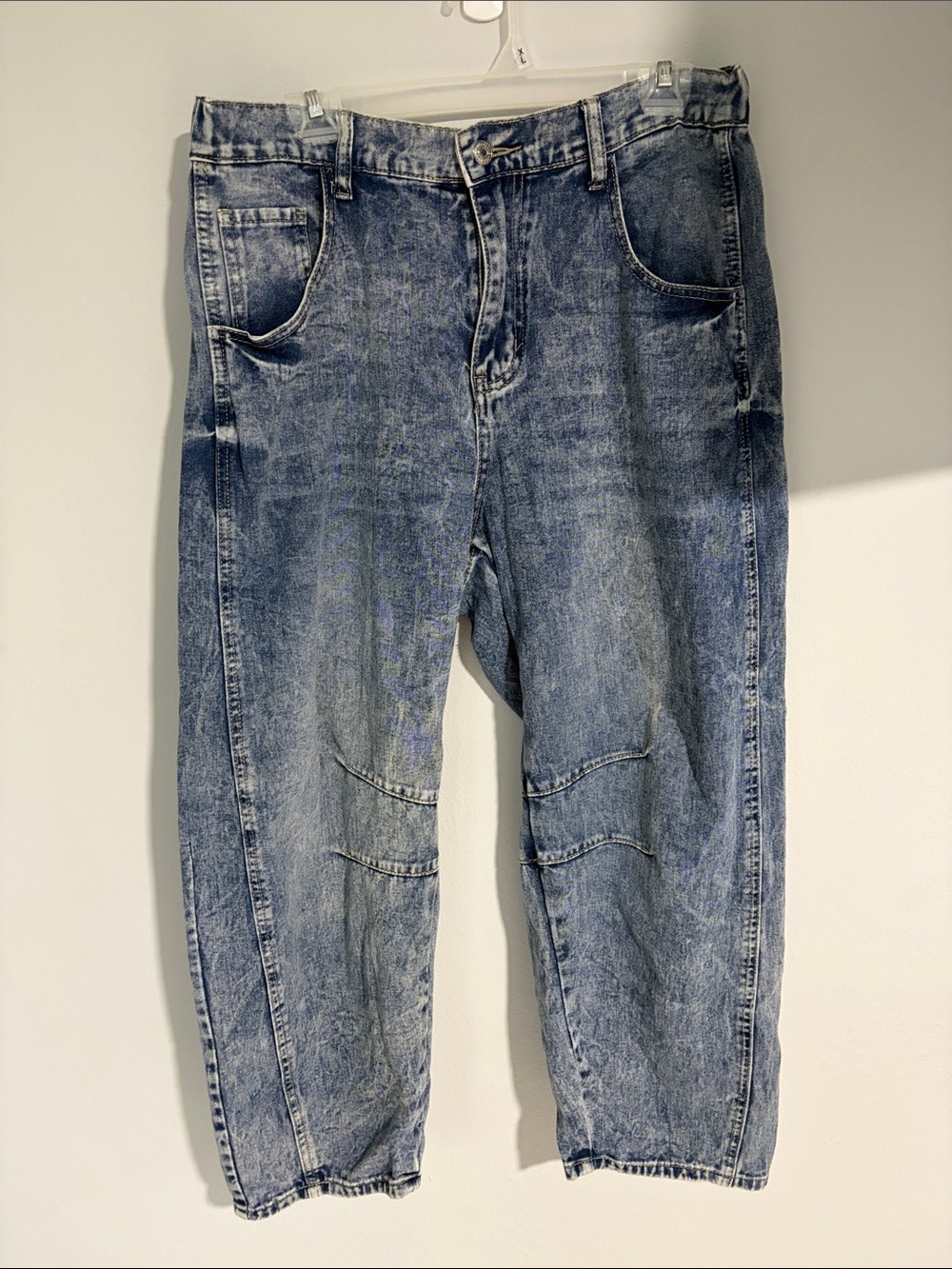SHEIN Women’s Blue Washed Barrel Jeans